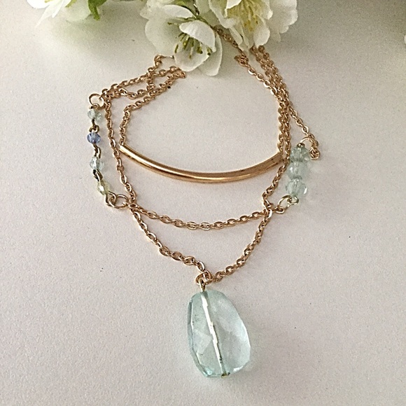 ldmtreasures Jewelry - Sale~Final Aquamarine Stone Layered Necklace March